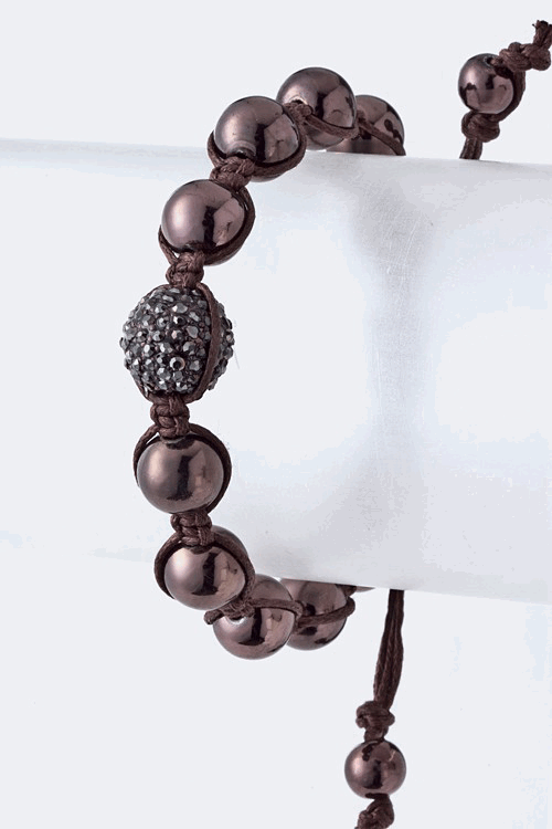 Chocolate Crystal Bead Ball Bracelet